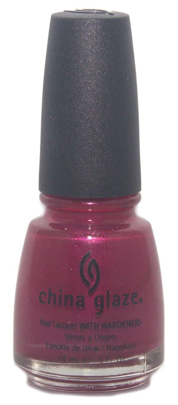 China Glaze nail polish bottle with a pink color and black cap.