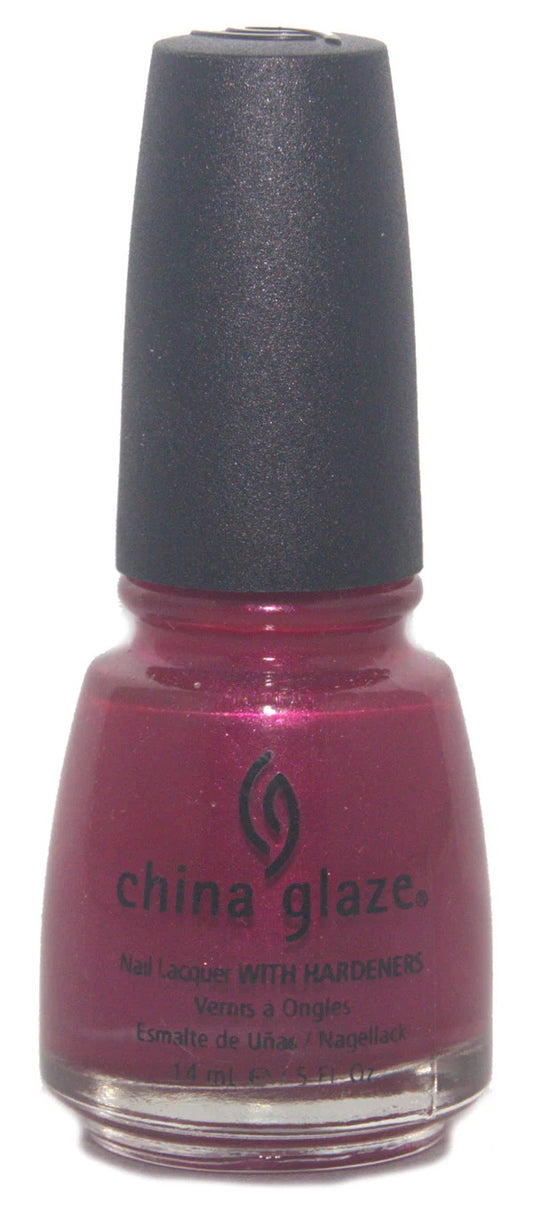 China Glaze nail polish bottle with a pink color and black cap.