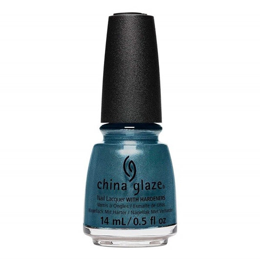 A bottle of China Glaze nail polish in a deep stormy blue color with a pearly shimmer, labeled 1680 and .50 fl. oz.