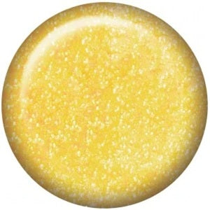 Round yellow object with a textured surface on a white background