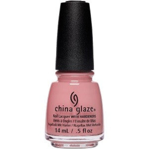 China Glaze soft peach pink nail polish bottle with black cap.