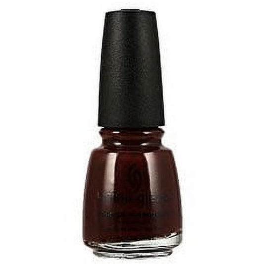 China Glaze deep red nail polish bottle with black cap.