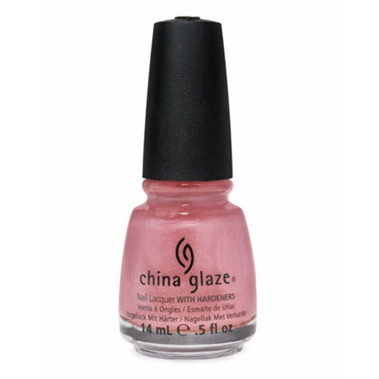 China Glaze pink nail polish bottle with black cap.