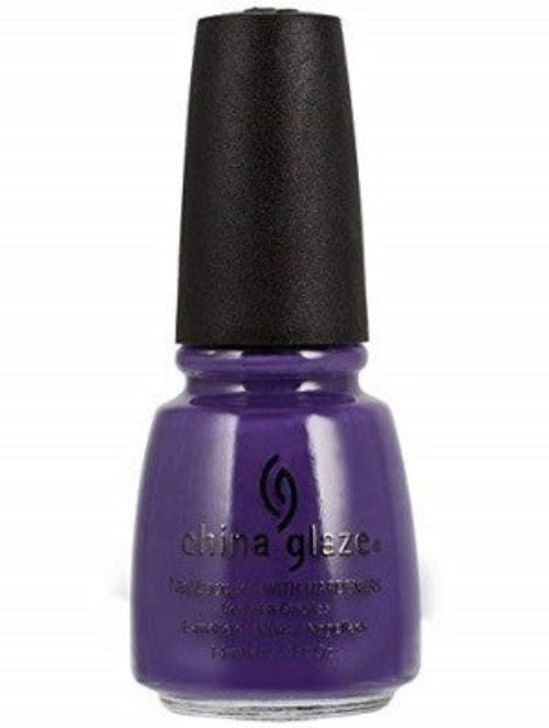 China Glaze purple nail polish bottle with black cap.