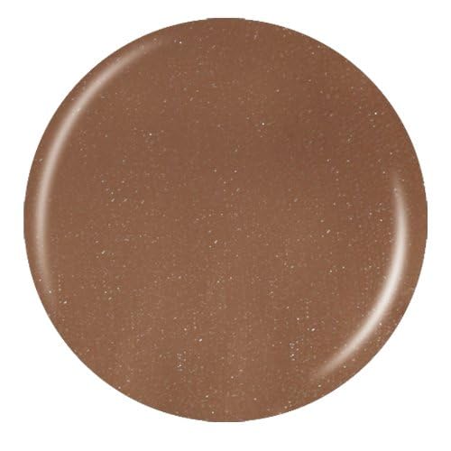Round light brown nail polish swatch with shimmer.