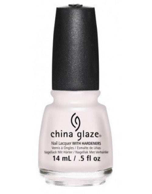 A bottle of China Glaze nail polish in a light pink color, with the brand and product name displayed.