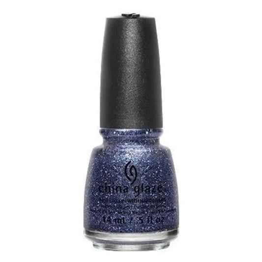 China Glaze purple glitter nail poilsh bottle with black cap.