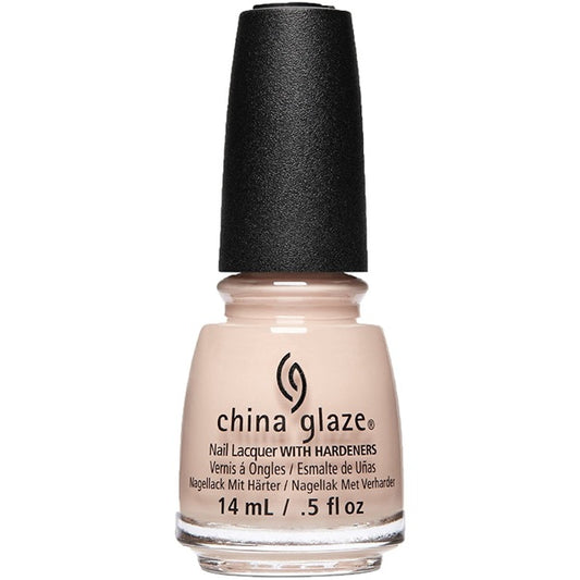 China Glaze light pink nail polish bottle on a white background