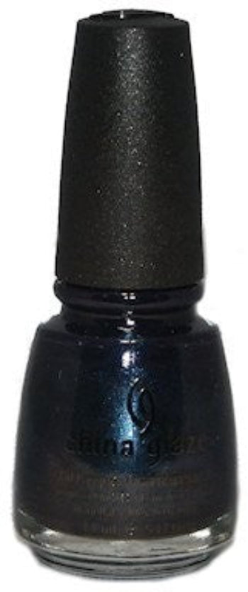 China Glaze dark blue nail polish bottle with black cap.