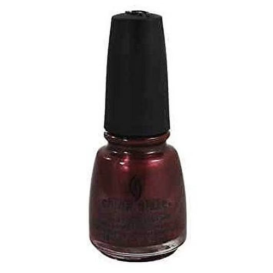 China Glaze dark red burgundy nail polish bottle with black cap.