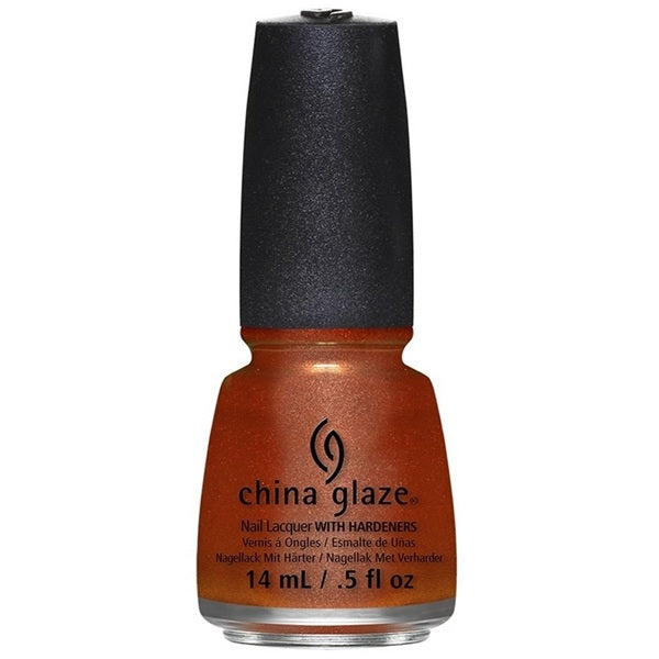 China Glaze nail polish bottle in a warm, rustic red/orange shade, with a black cap.