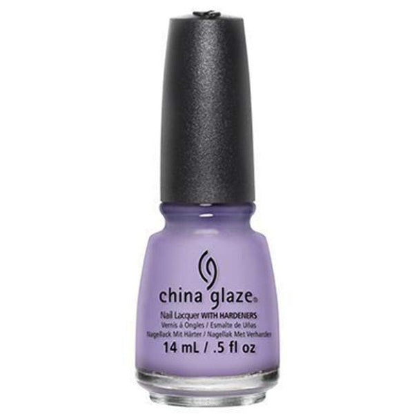 China Glaze lavender nail polish bottle with a black cap.