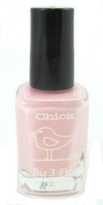 A bottle of Chick brand nail polish in a light pastel pink color, with the label showing the shade and brand name.