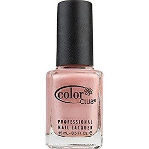 A bottle of Color Club professional nail polish in a sandy beige shimmer color, with a black cap and the brand logo displayed.