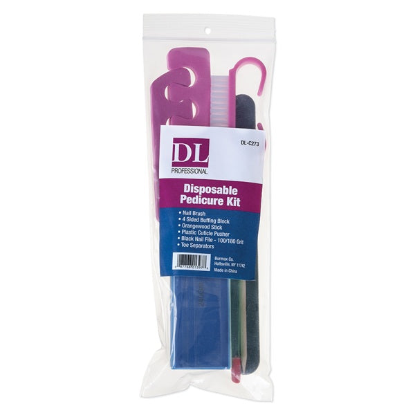 Disposable pedicure kit packaging with visible brand 'DL Professional' on a white background