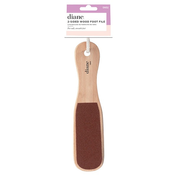 Wooden foot file with brown sandpaper on a white background, featuring the brand 'diane'.