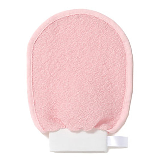Pink scrubber with white handle on a white background