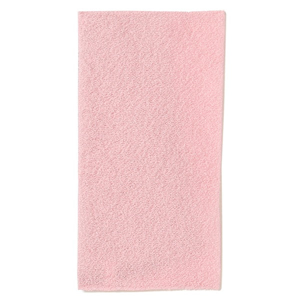 Pink exfoliating towel on a white background