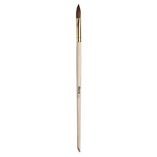 Diane kolinski nail brush with a wooden handle and gold ferrule on a white background