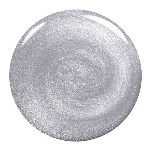 Silver shimmer nail polish swatch on a white background