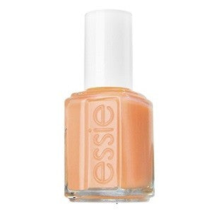 A bottle of Essie nail polish in a peach-toned pink color with white cap.