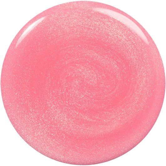 Pink shimmery nail polish swatch on a white background