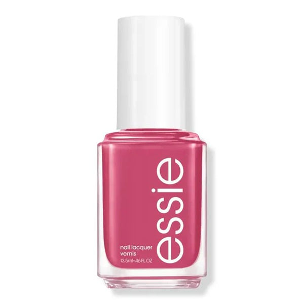 Essie nail polish bottle with pink color on a white background
