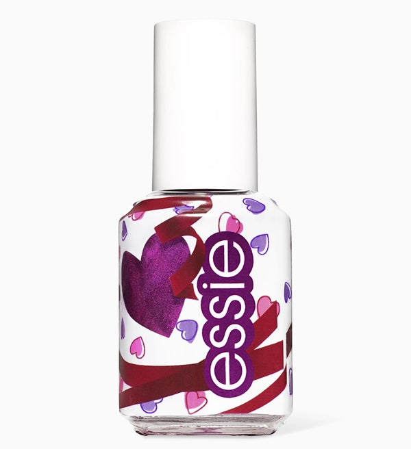 Essie metallic purple magenta nail polish with white cap.