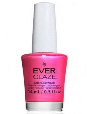 A bottle of ChGl EverGlaze Extended Wear Nail Lacquer in a bright hot fuchsia pink color, 0.50 fl. oz. size.
