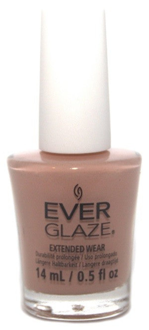 A bottle of ChGl EverGlaze Extended Wear Nail Lacquer in a light skin-tone beige color, with a white cap.
