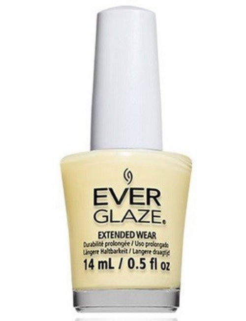 A bottle of ChGl EverGlaze Extended Wear Nail Lacquer in a light pastel yellow color.