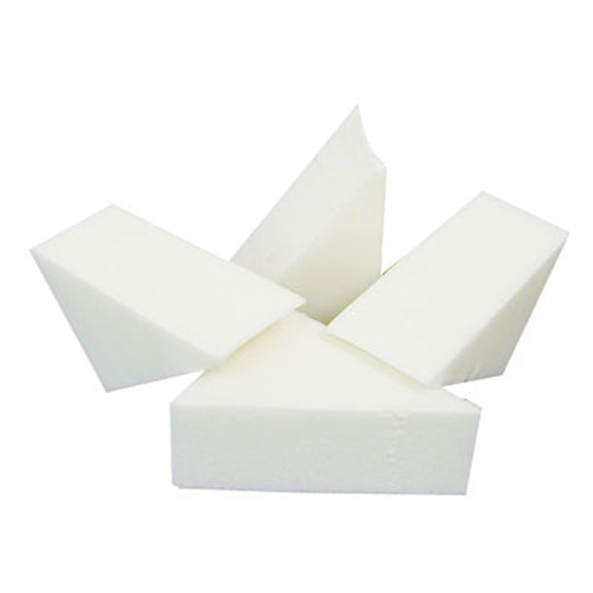 A pack of four white latex-free foam wedges with vitamin E.