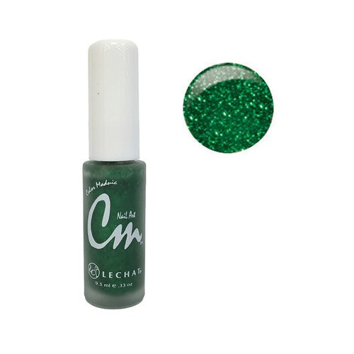 Le Chat CM Nail green glitter striper bottle with white cap.