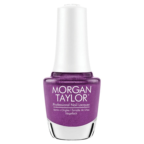 Morgan Taylor purple nail polish bottle on a white background