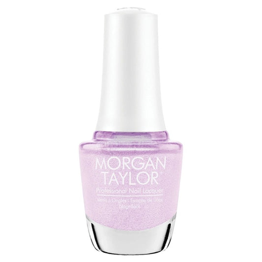 Morgan Taylor lavender nail polish bottle on a white background
