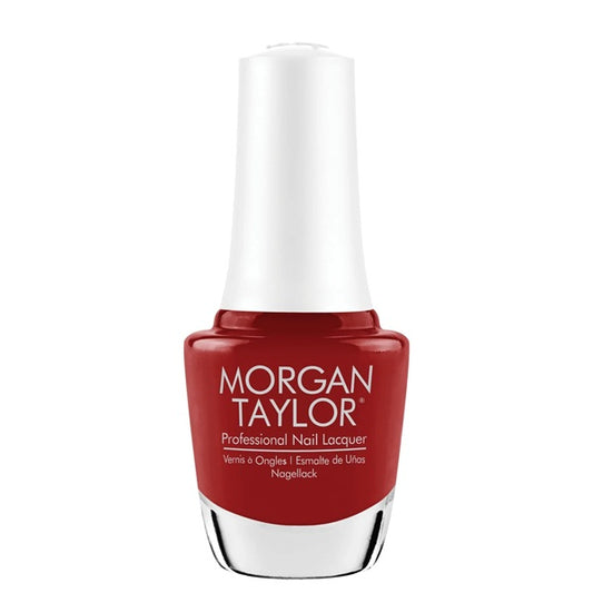 Red nail polish bottle with white cap on a white background