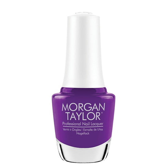 Purple nail polish bottle with white cap on a white background