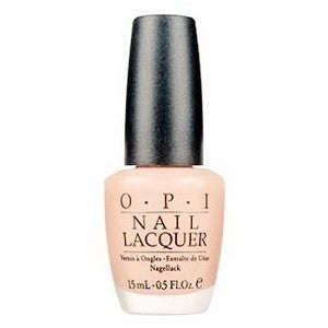A bottle of OPI Nail Polish in a light beige color, with the brand's logo and the shade indicated as 'Tempura Tan-trum'.