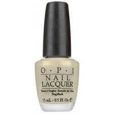 OPI light beige shimmer nail polish bottle.