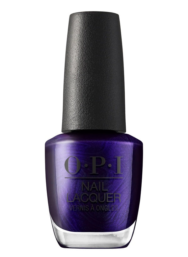 OPI Nail Lacquer bottle in a deep navy blue shade with a black cap, shown on a plain white background.