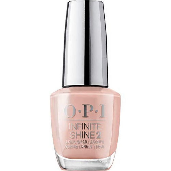 OPI Infinite Shine beige peach nail polish bottle on a white background