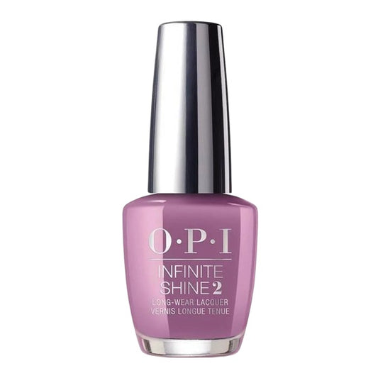 OPI Infinite Shine purple lavender nail polish bottle with silver cap on a white background