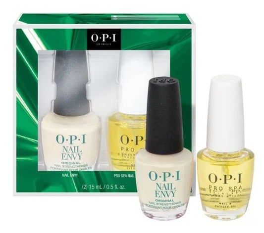 A gift set containing two OPI nail care products, Nail Envy and Pro Spa Nail & Cuticle Oil, with a total volume of 0.50 fl.