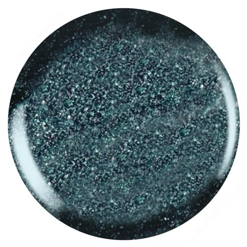 Round dark blue shimmer nail polish swatch on a white background