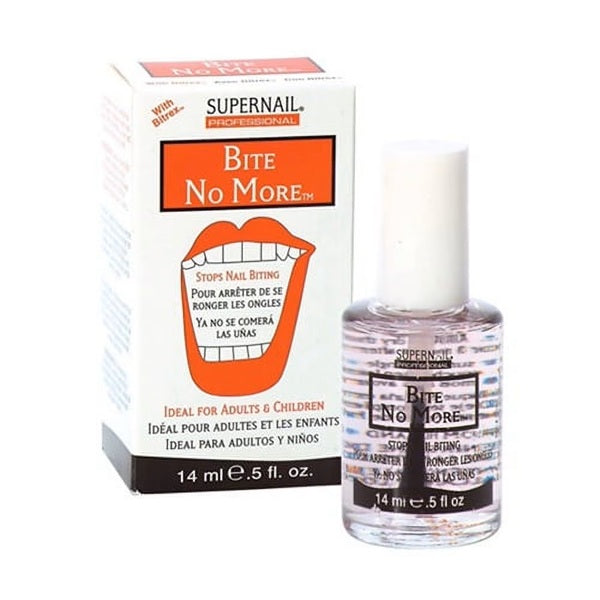 Supernail Bite No More product packaging with bottle and box on a white background