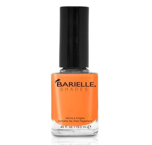 Barielle nail polish bottle with orange color on a white background