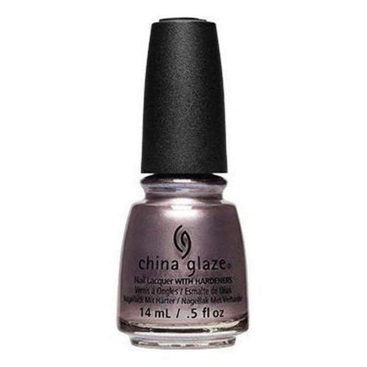 China Glaze metallic silvery lilac nail polish bottle on a white background