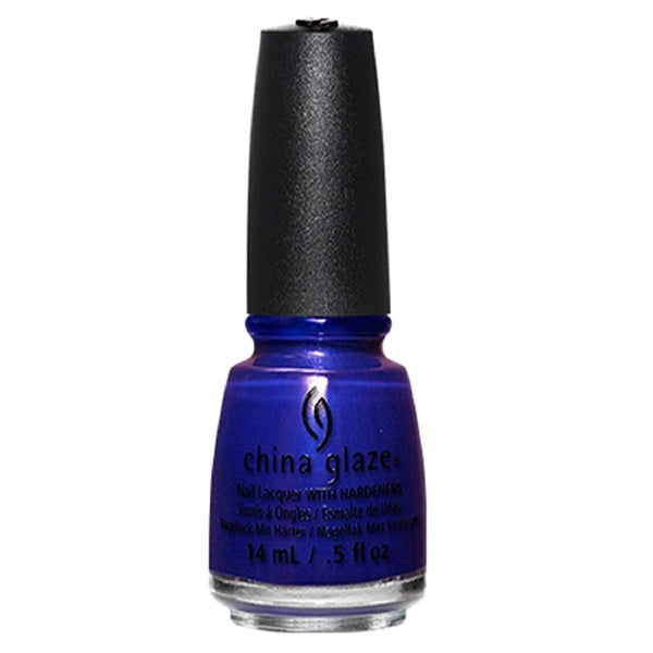 China Glaze blue nail polish bottle with black cap on a white background