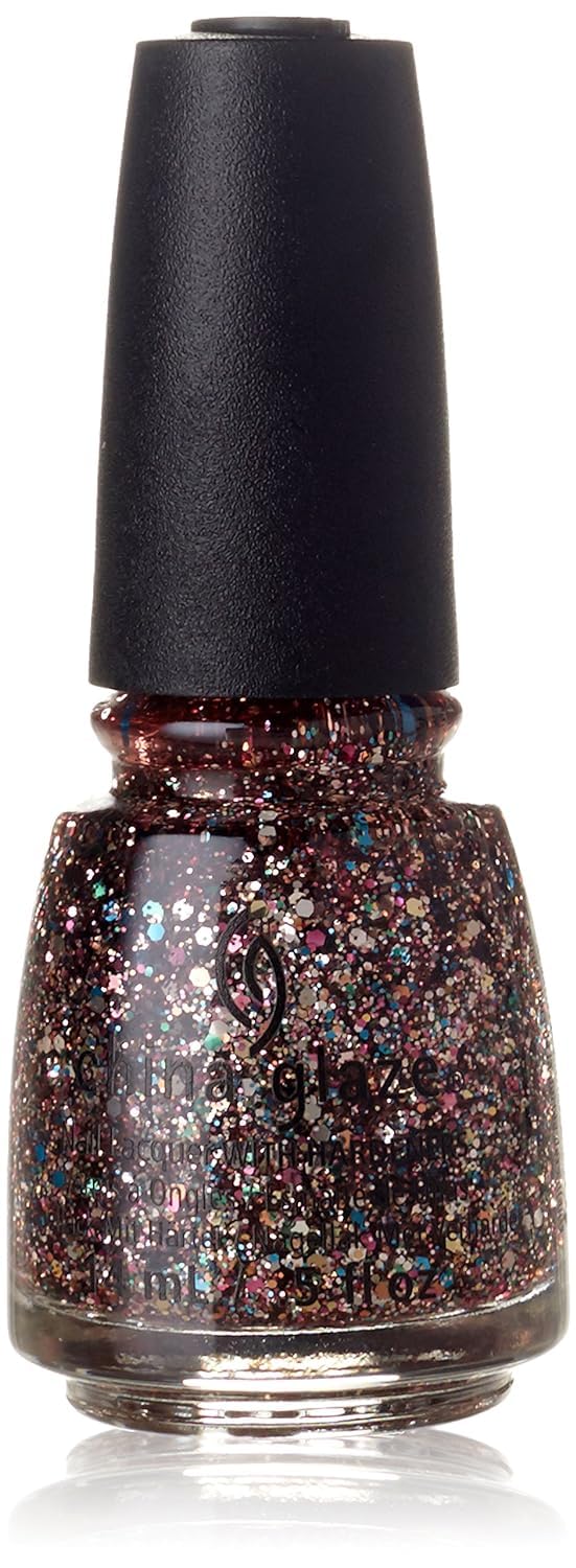 China Glaze multi-colored glitter nail polish bottle with black cap on a white background.