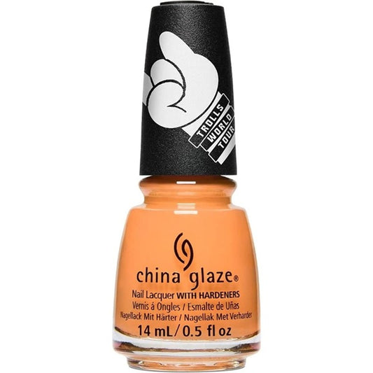 China Glaze orange nail polish bottle with a black cap featuring a logo on a white background